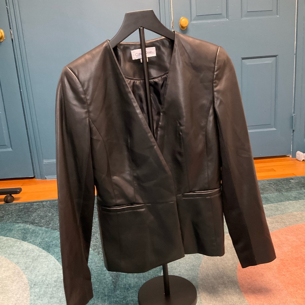 Calvin Klein Women's Black Blazer
Faux Leather Blazer Jacket | sleek minimalist